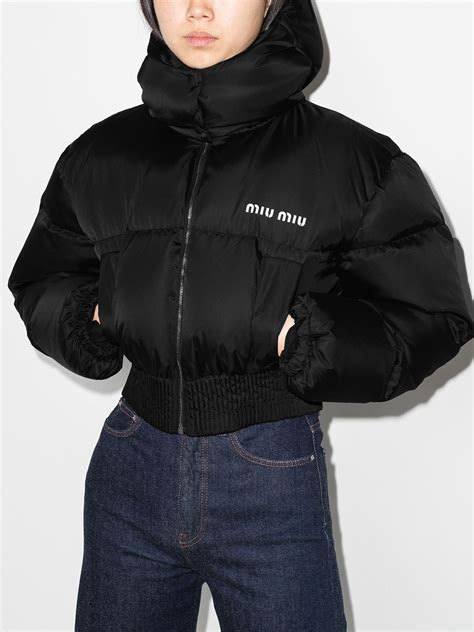 miu miu cropped puffer vest|farfetch hooded puffer jacket.